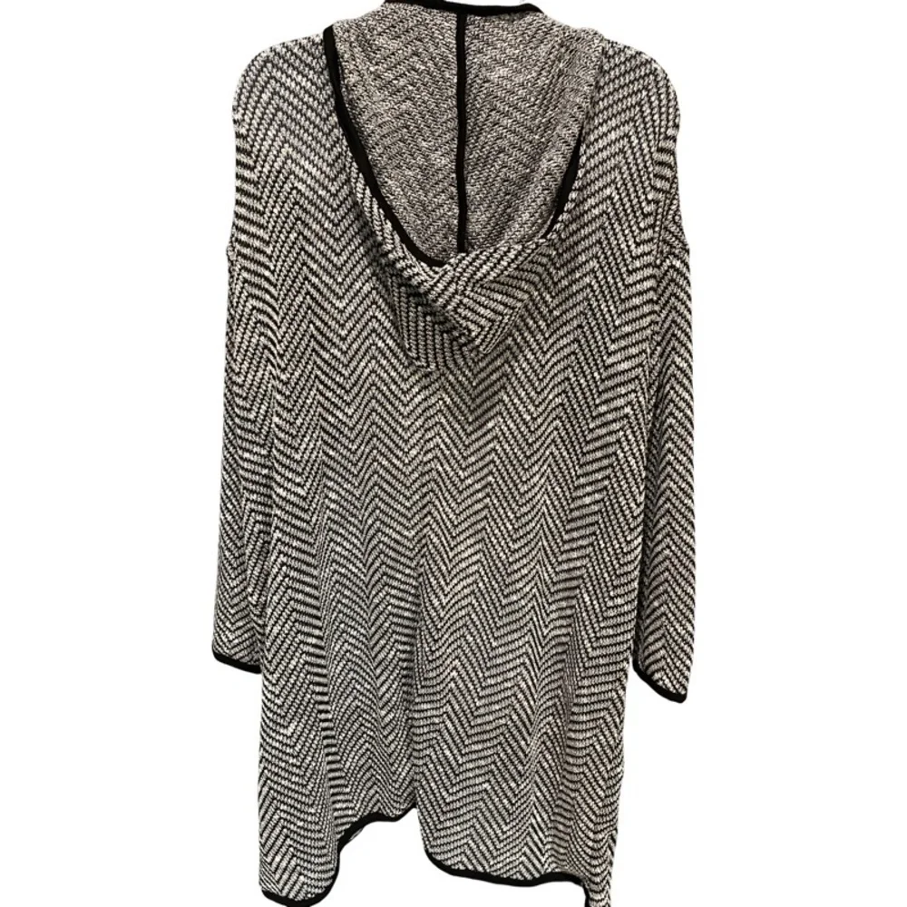 Anthropologie Maeve Bedford Black Herringbone Hooded Cardigan Sweater Size Small - Picture 5 of 11